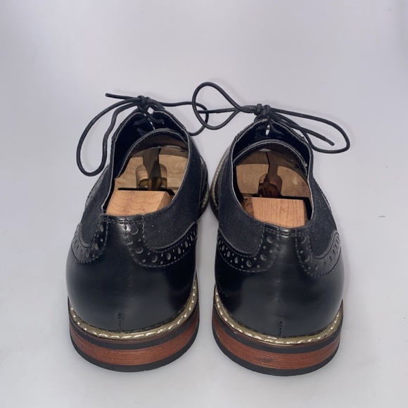 Parrazo Men's Size 11 Dress Shoes Black Wing Tip Block Hill Lace Fashion Oxford - Picture 11 of 16